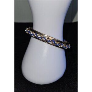 MARK Goldtone Rhinestone and Blue Ribbon Cuff Bracelet